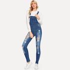 Shein Faded Wash Ripped Denim Overalls
