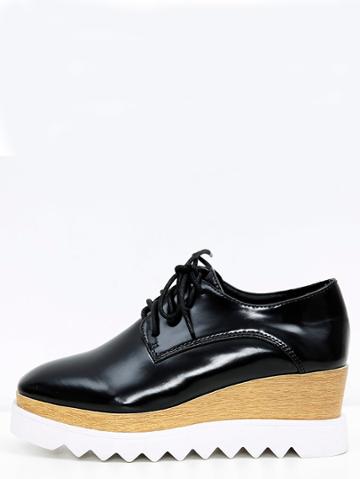 Shein Lace-up Black Flatform Oxfords