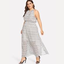 Shein Plus Random Print Halter Dress