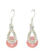 Shein Fashionable Beautiful Pink Shining Long Drop Stone Earrings