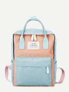 Shein Slogan Patch Detail Square Backpack