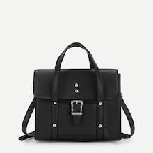 Shein Buckle Detail Flap Pu Shoulder Bag