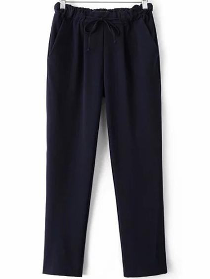 Shein Black Elastic Tie-waist Bow Harem Pants