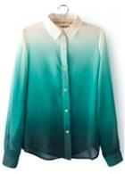 Rosewe Fine Quality Button Fly Design Long Sleeve Chiffon Blouse