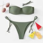 Shein Bandeau Top With Self Tie Side Bikini Set
