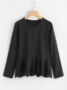 Shein Laser Cut Pep Hem Top