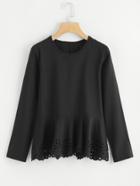 Shein Laser Cut Pep Hem Top