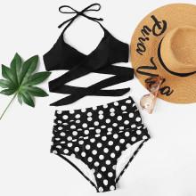 Shein Girls Polka Dot Wrap Bikini Set