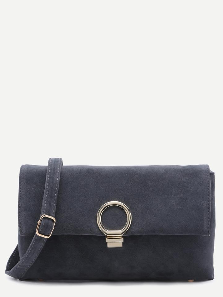 Shein Grey Nubuck Leather Messenger Bag