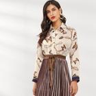 Shein Butterfly Print Single Breasted Blouse