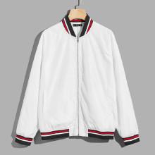 Shein Men Stand Collar Stripe Trim Bomber Jacket