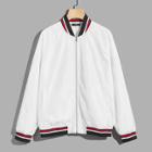 Shein Men Stand Collar Stripe Trim Bomber Jacket