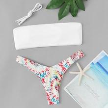 Shein Bandeau Top With Tie Dye Bikini Set