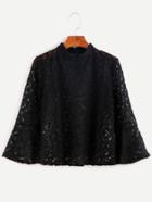Shein Mock Neck Bell Sleeve Lace Blouse