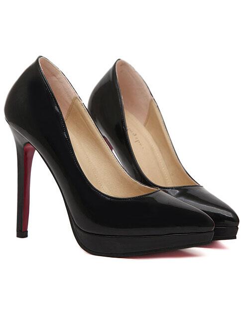 Shein Black Platform Pu High Heeled Pumps