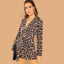 Shein Knot Front Leopard Print Jumpsuit