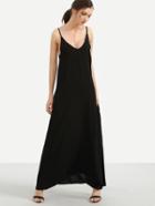 Shein Black Loose-fit Cami Maxi Dress With Pockets