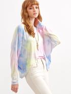 Shein Multicolor Pastel Tie Dye Print Dolman Sleeve T-shirt