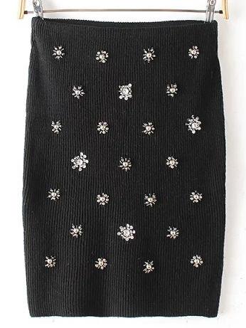 Shein Black Bead Slim Skirt