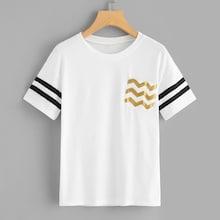 Shein Letter Stripe Contrast Tee