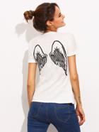Shein Back Wing Print T-shirt