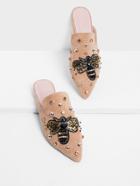 Shein Bee Decorated Pointed Flats With Jewelry