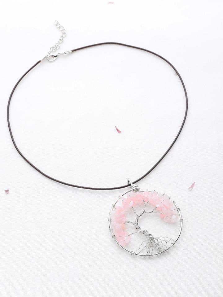 Shein Stone Life Tree Drop Necklace