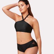 Shein Plus Net Detail Halter Bikini Set