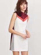 Shein Color Block Chevron Pattern Zip Neck Sleeveless Dress
