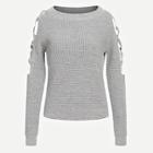 Shein Cut Out Sleeve Solid Sweater