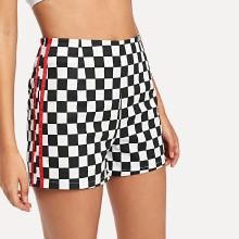 Shein Striped Side Plaid Shorts