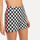 Shein Striped Side Plaid Shorts