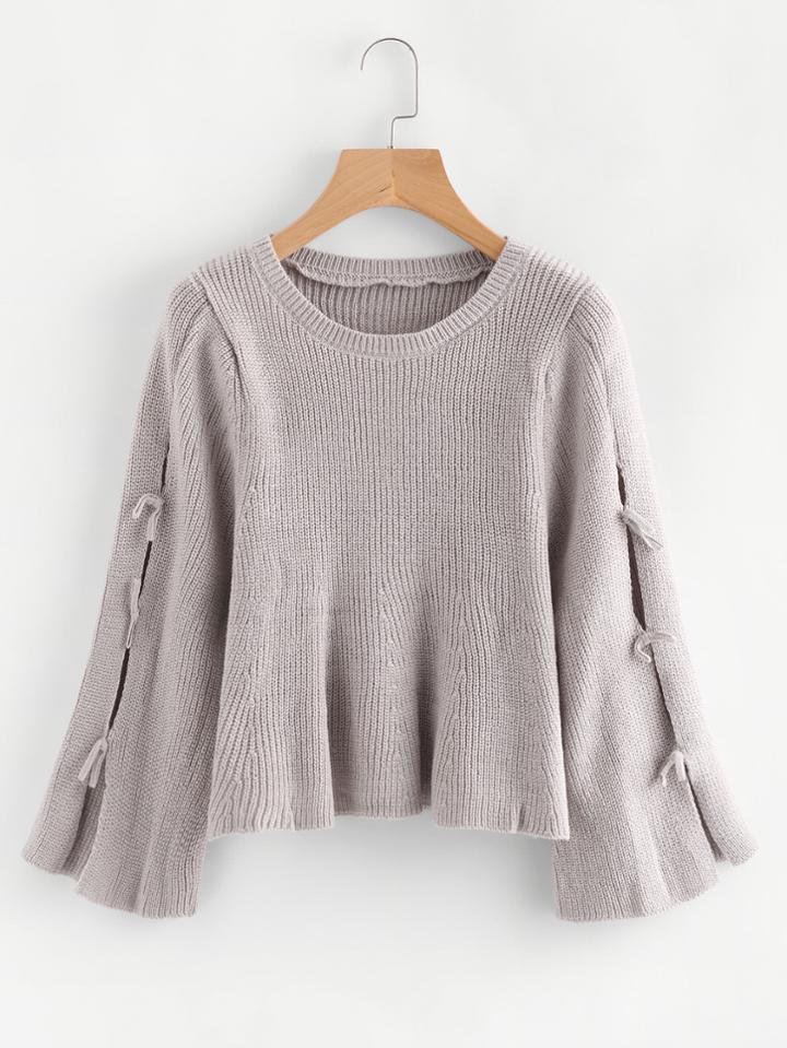 Shein Split Sleeve Tie Detail Jumper