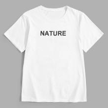 Shein Men Letter And Landscape Print Tee