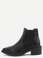 Shein Black Faux Leather Point Toe Elastic Short Boots