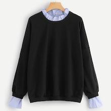 Shein Plus Frill Trim 2 In 1 Sweatshirt