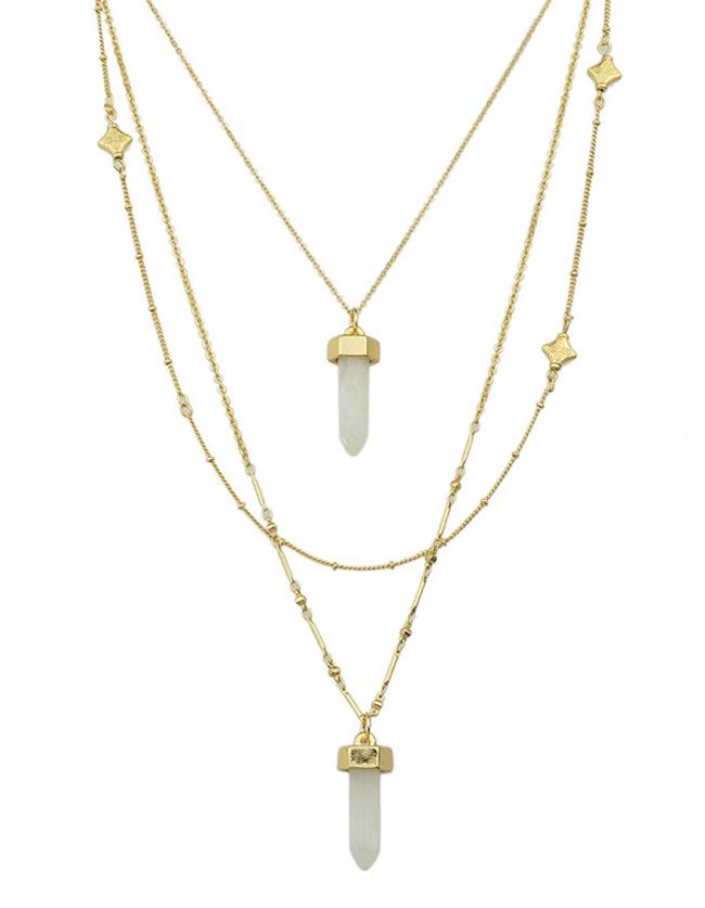 Shein White Multilayers Pendant Necklace