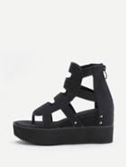 Shein Black Cutout Toe Post Flatform Sandals