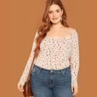 Shein Plus Calico Print Slim Fitted Top