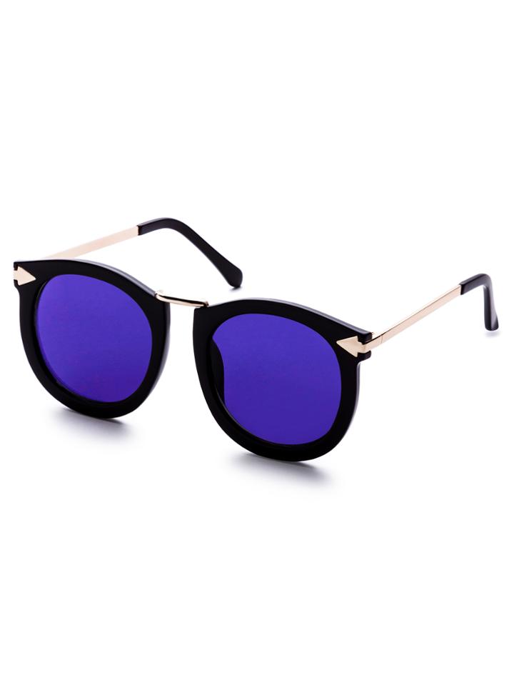 Shein Metal Trim Retro Round Sunglasses