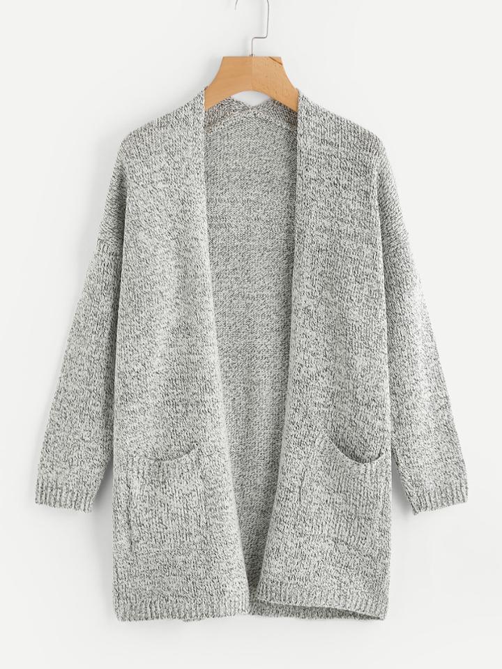 Shein Drop Shoulder Marled Slub Cardigan