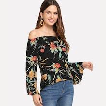 Shein Off Shoulder Flower Print Top