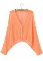 Rosewe Exclusive Long Sleeve V Neck Orange Cardigans With Button