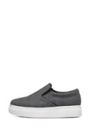 Shein Grey Round Toe Thick-soled Slip On Sneakers