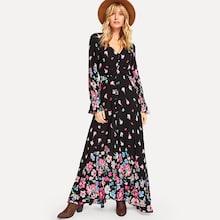 Shein Button Up Front Floral Dress
