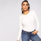 Shein Ribbed Half Placket Skinny Sweater