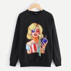 Shein Plus Tape Detail Figure Print Sweatshirt