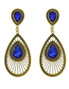 Shein Fashion Oval Rhinestone Women Drop Blue Earrings