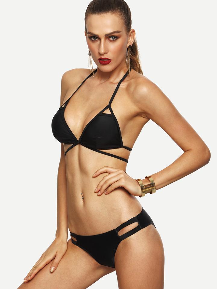 Shein Hollow Strappy Triangle Bikini Set