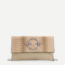 Shein Ring Detail Pu Flap Clutch Bag